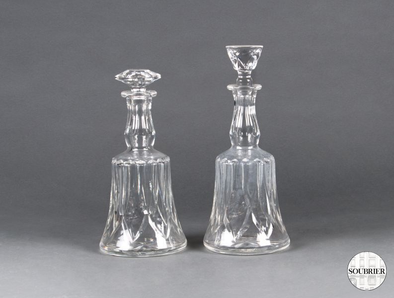 Pair of crystal carafes