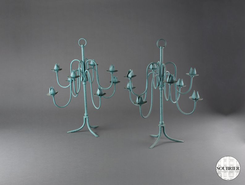 Modernist pair of candelabra