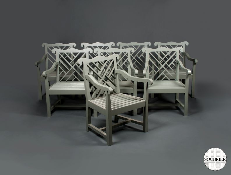 Eight garden chairs