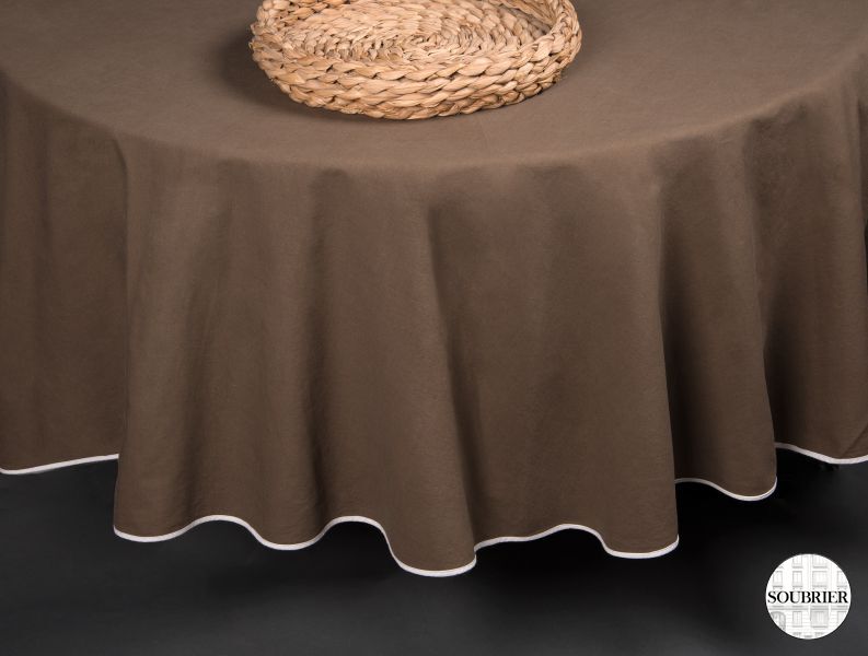 Nappe ronde en coton marron