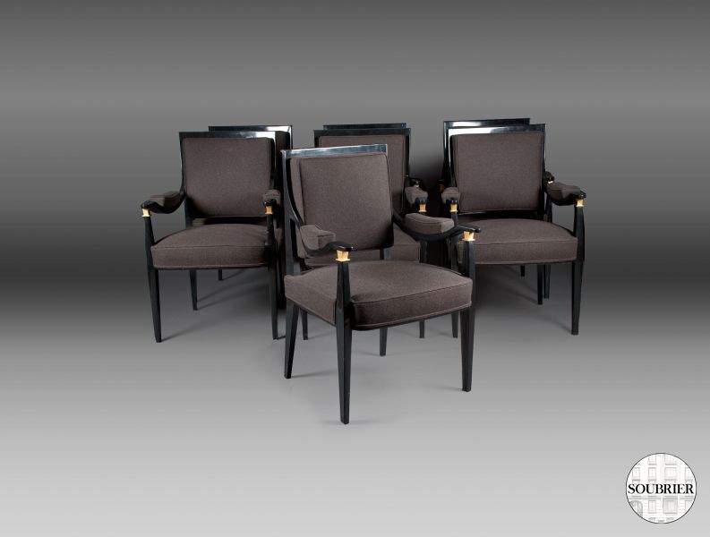 8 fauteuils 1940 noir