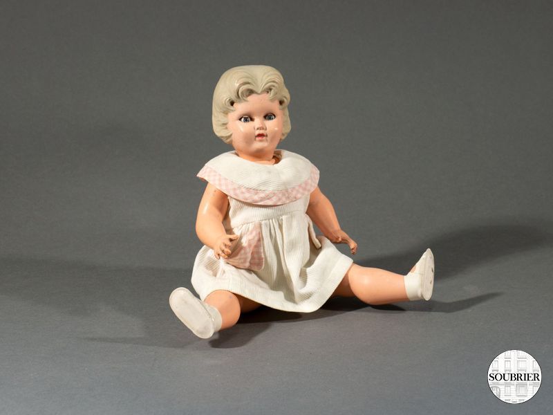 Poupée 30cm cheveux peints yeux bleus