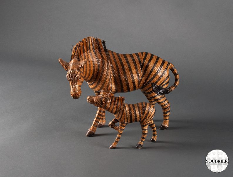 Two zebras woven rattan