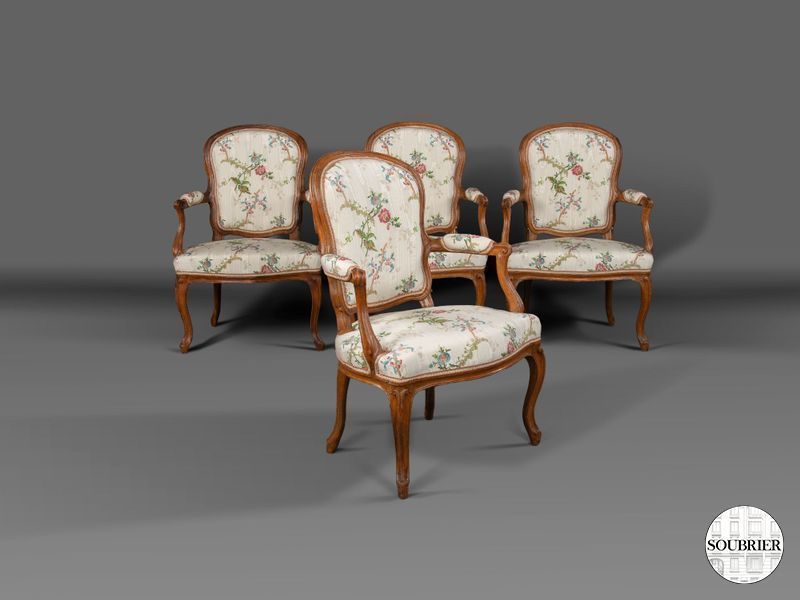 4 Louis XV cabriolet armchairs