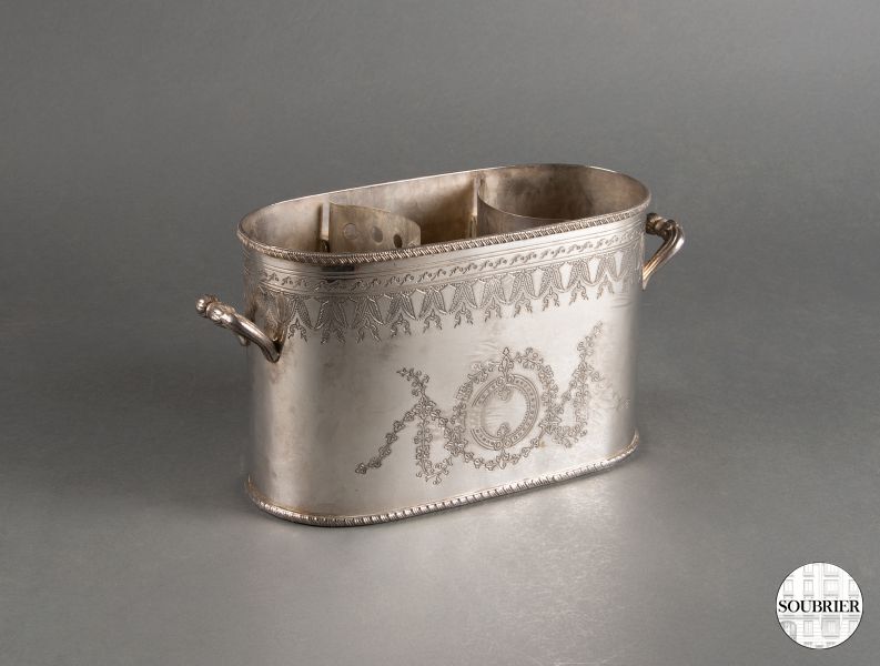 Engraved silver bottle-holder