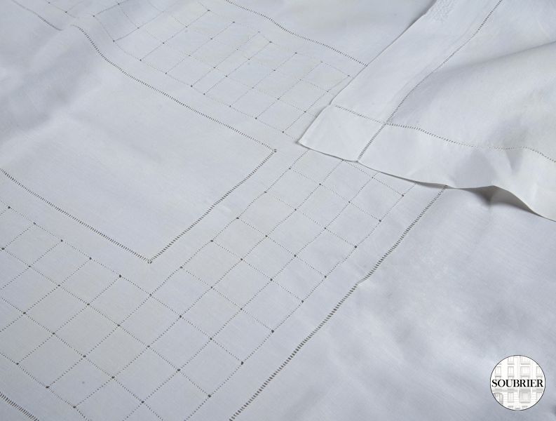 White cotton openwork tablecloth