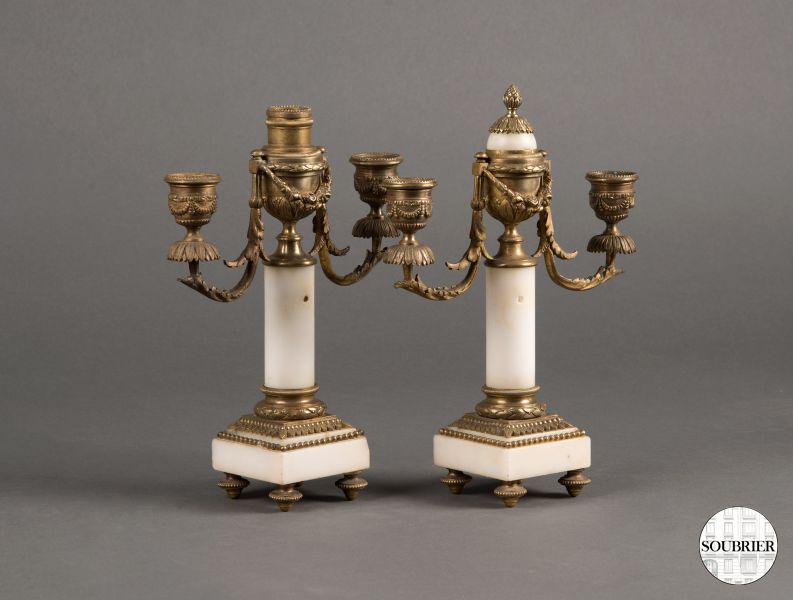 Marble and bronze candelabras