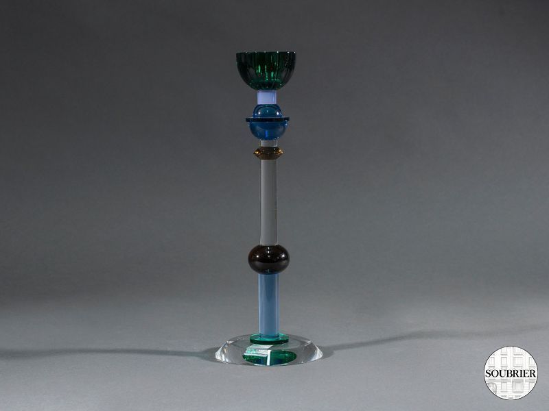Bougeoir en verre de couleur