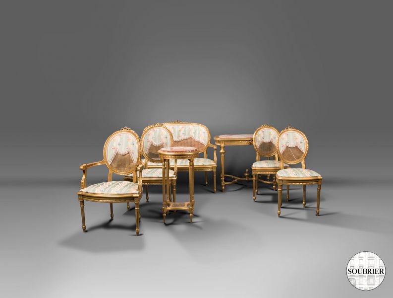 Louis XVI giltwood living room suite