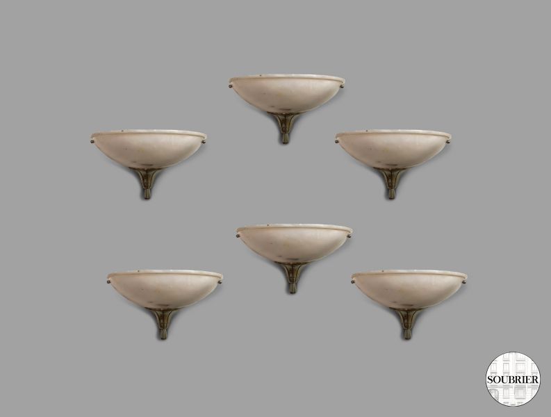 six alabaster  wall lamps