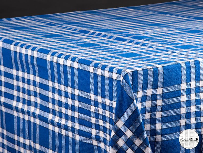 Blue and white square tablecloth