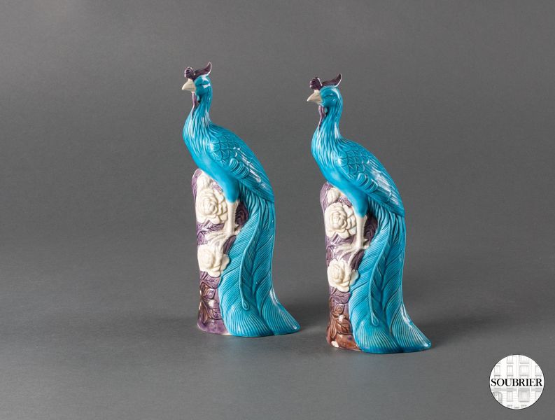 Chinese pair of peacocks