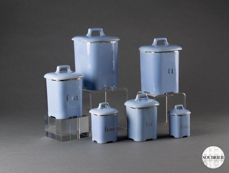 Blue enamel canisters set