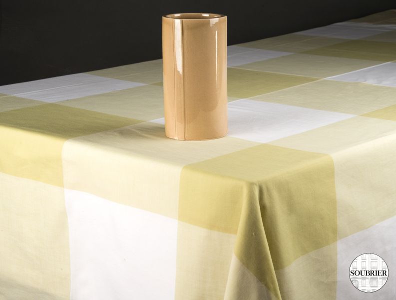 Green checked tablecloth
