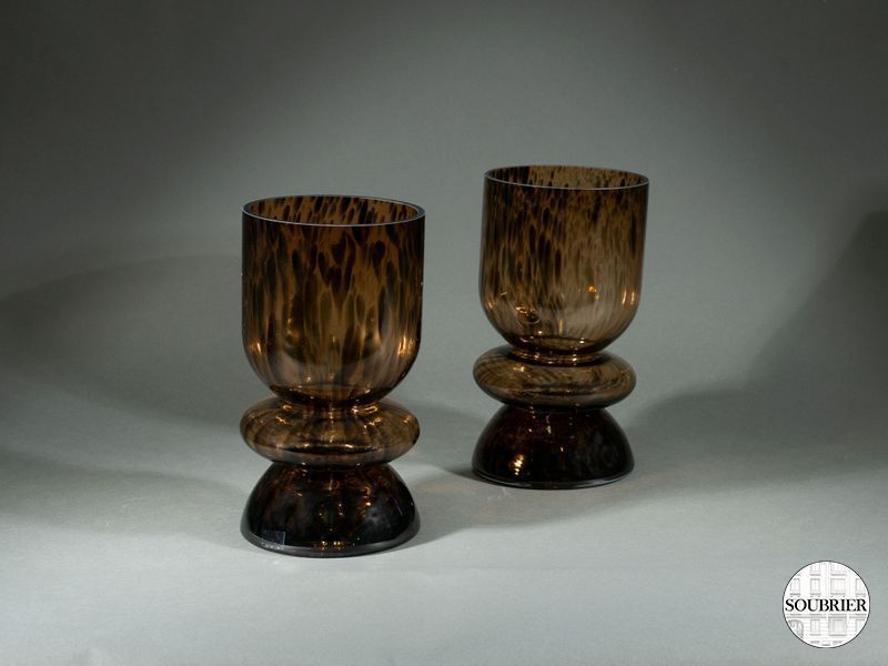 2 vase verre léopard