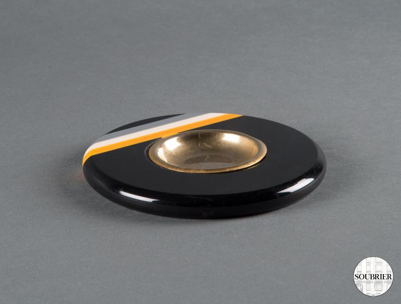 Striped black ashtray