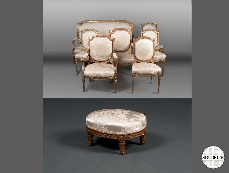 Salon Louis XVI damas beige