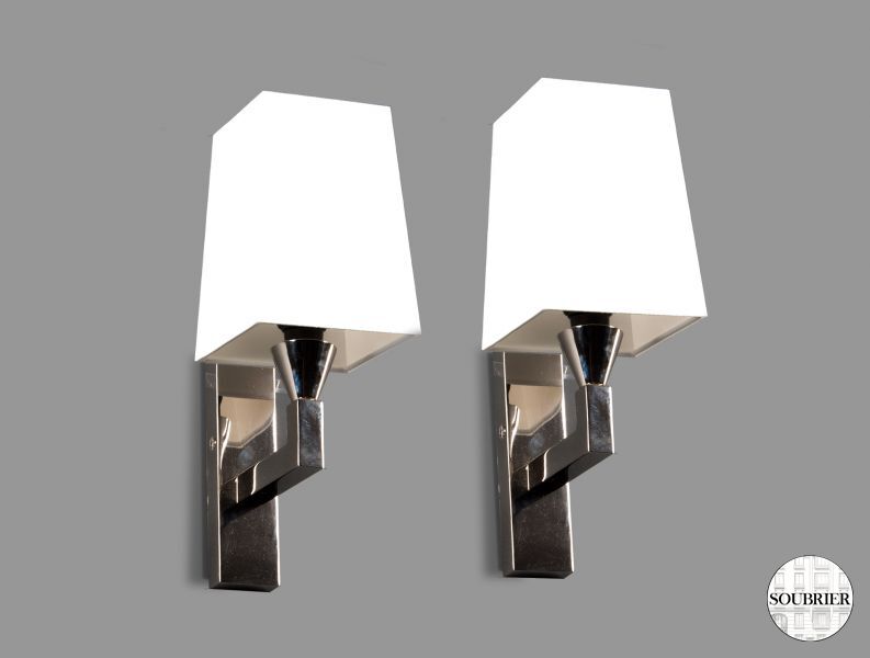 4 chrome-plated wall lamps