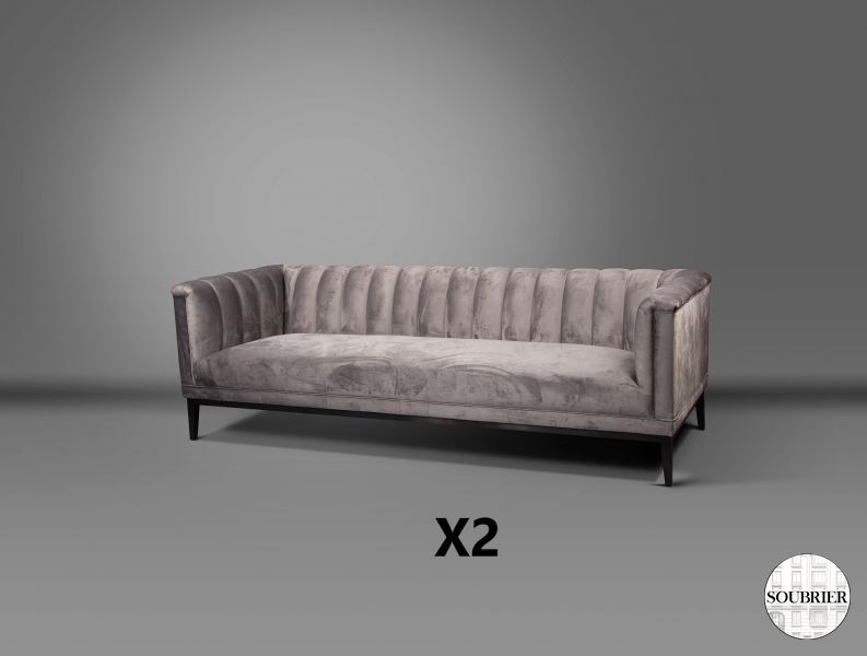 Grey velvet sofa