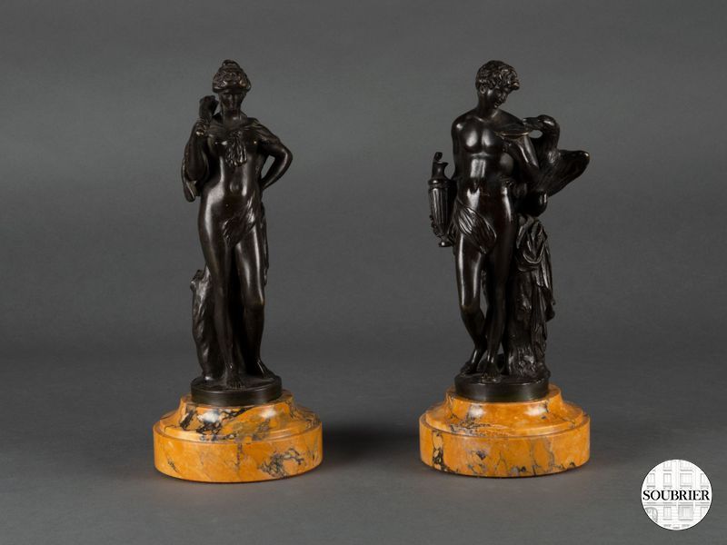 Deux bronze socle marbre