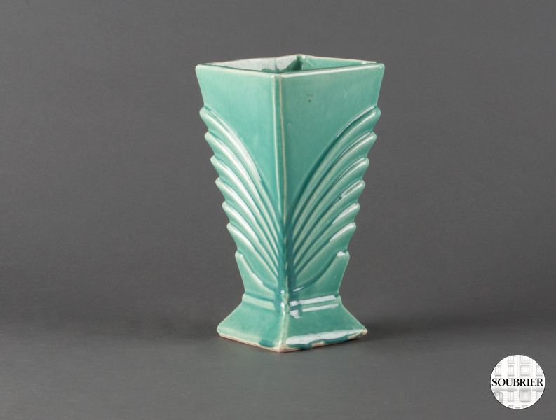 Pale green earthenware vase