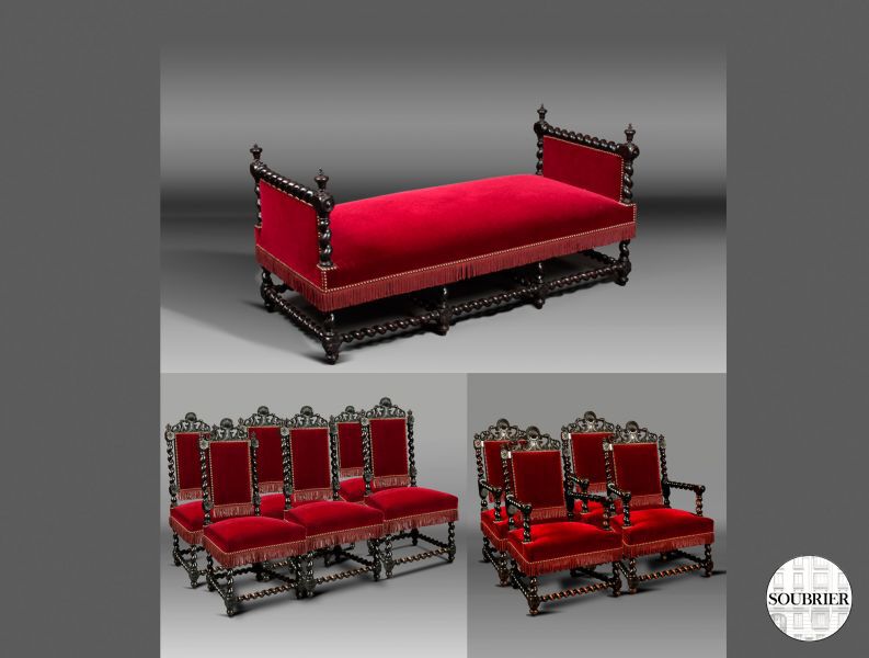 Salon Napoléon III velours rouge