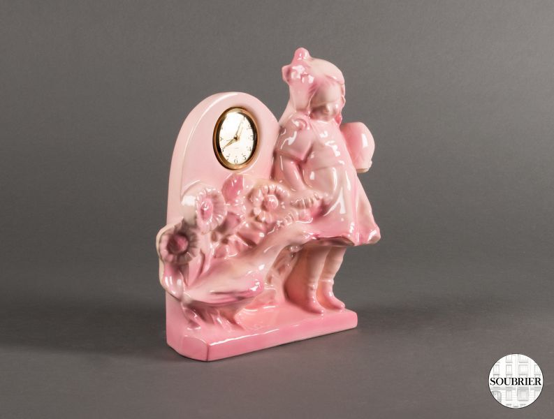 Pink earthenware clock