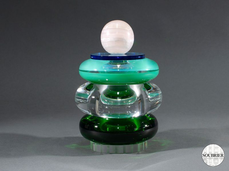 Coffret en verre boule blanche