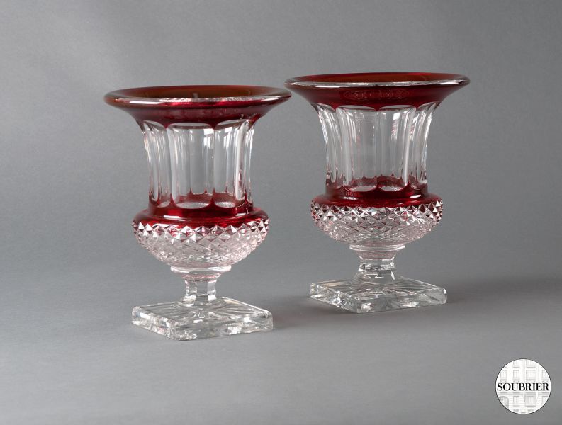 Pair of crystal vases Medicis
