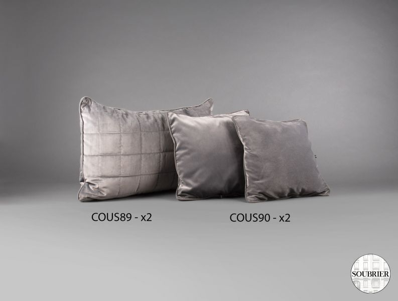4 grey velvet cushions