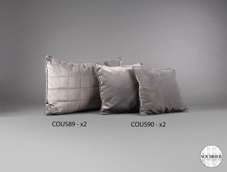 4 coussins en velours gris