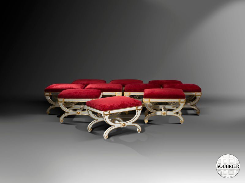 10 Empire style red stools