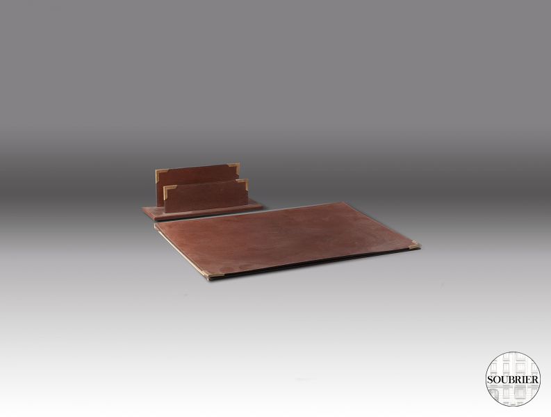 Brown leather desk blotter