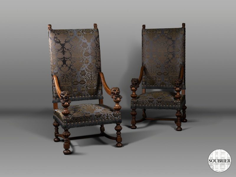 Pair of Louis XIII style armchairs