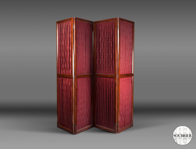 Screen mahogany and red fabric