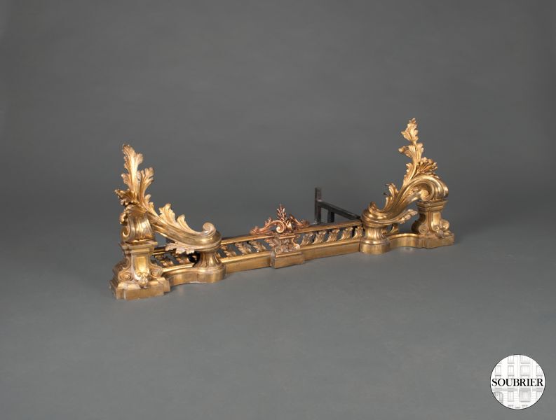 Pair of gilt bronze andirons