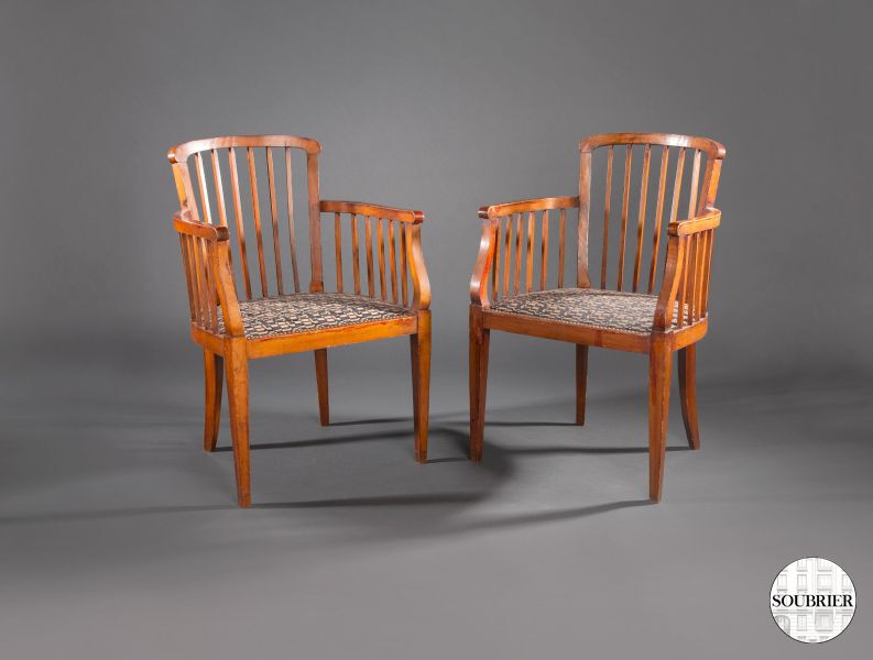 Pair of 1930 mahogany chairs