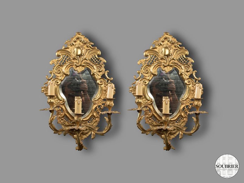 Appliques bronze XVIII et miroir