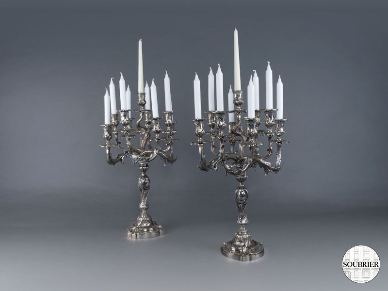 candelabras in silver metal