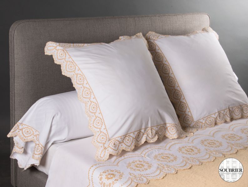 Gold embroidered set of bed linen