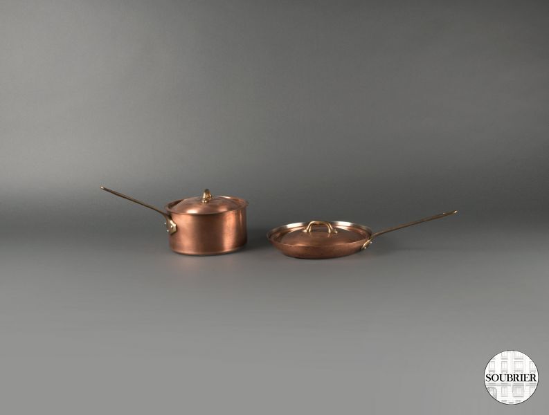 Copper pan and saucepan