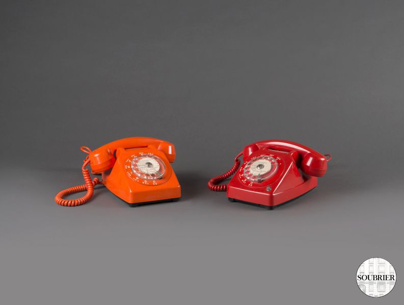 Orange & red S63 telephones