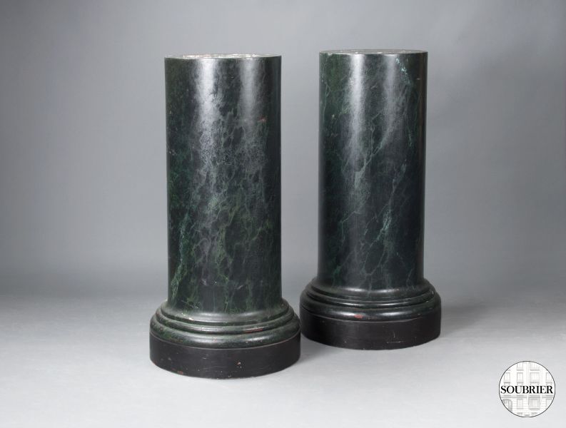 Pair of faux marble steles