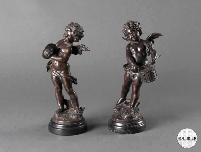 Angelots musiciens en bronze