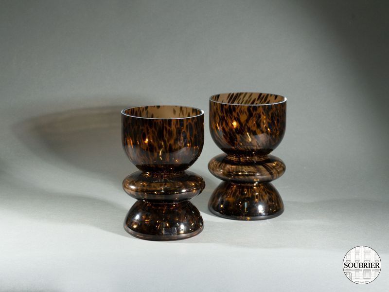 2 vase verre léopard