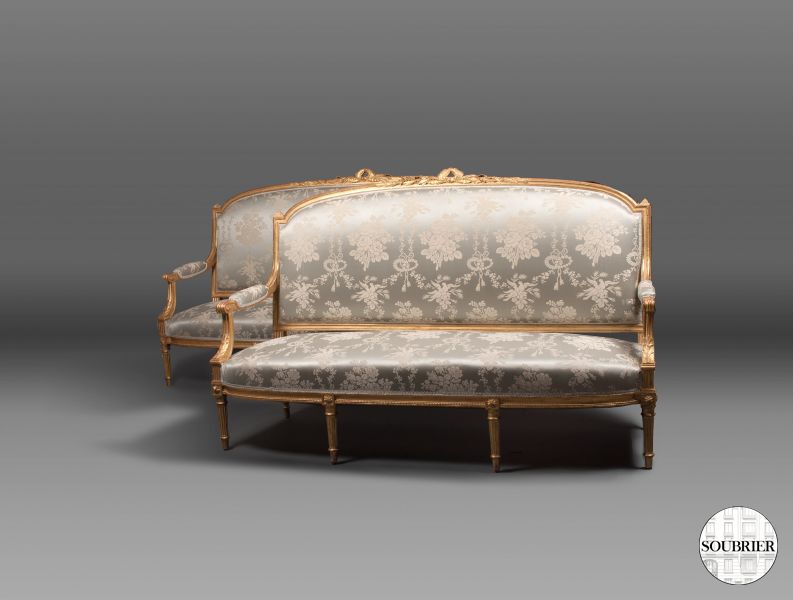 Pair of blue Louis XVI sofas