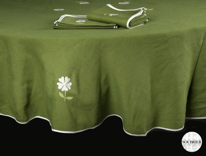 Green round cotton tablecloth