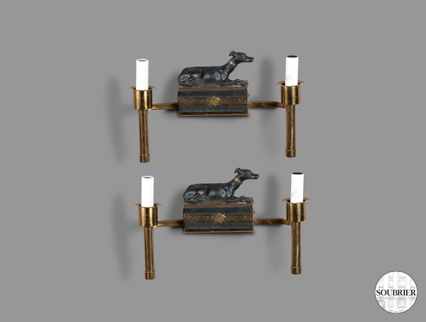 Two sconces greyhounds