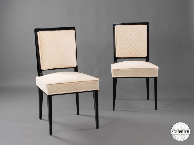 Chaises 1940 laque noire velours blanc