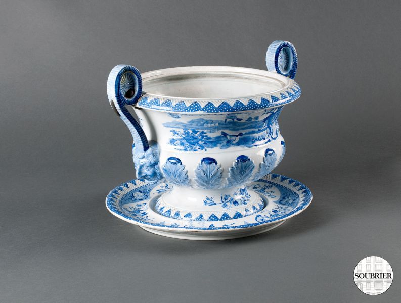 Cache pot blue faience